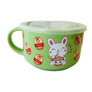MARUCHAN Happy Bunny Vented Covered Ramen Lime Green Dish NWOT